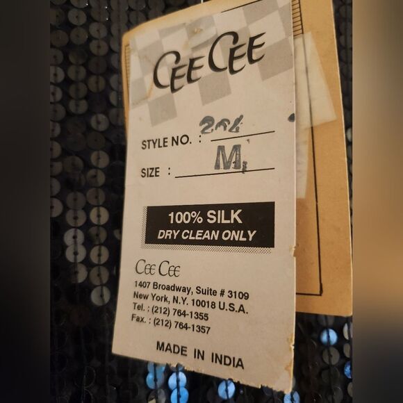 Vtg. Mint w/Tags Cee Cee Brand Black,Blue,Pink Silk Lined Sequin Tunic Top Sz.M - Picture 6 of 9